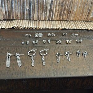 Variety set of silver stud earrings